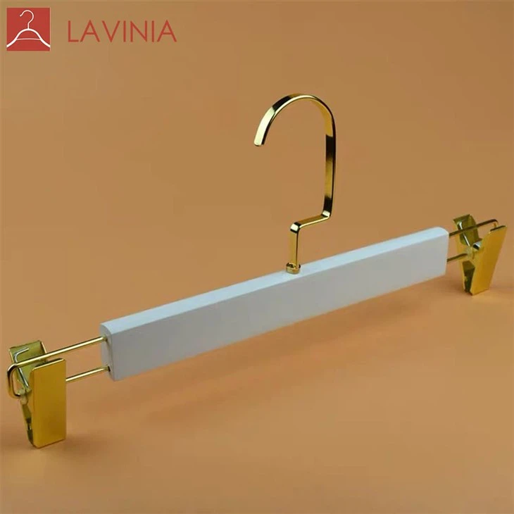 Wooden Hangers With Gold Hooks